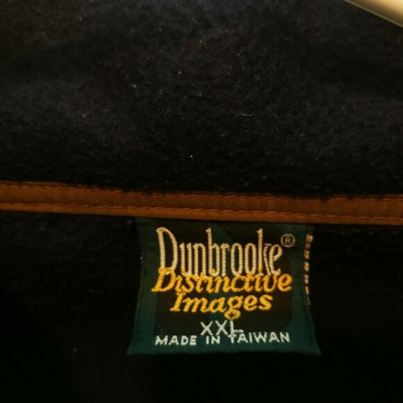Vtg Dunbrooke Sport Full Zip Fleece Jacket Sz XXL Blue Brown Warm zip pockets - Picture 8 of 8